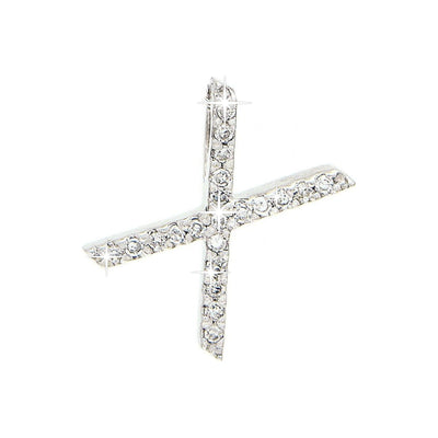 7x11mm Dije Oro Blanco 14k Inicial con Diamantes Naturales