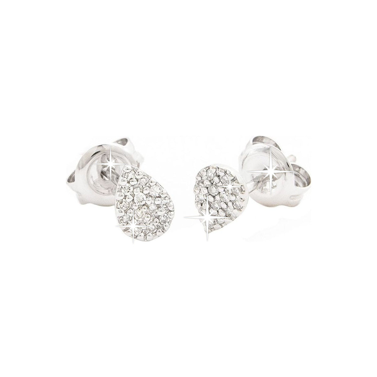 4.2x5.8mm Aretes de Dama Oro Blanco 14k Gota Pavé con Diamantes Naturales