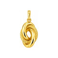17mm Dije Oro 14k Nudo de Amor Pulido y Diamantado