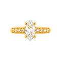 Anillo de Matrimonio para Dama Oro 10k Solitario Marquesa con Pavé en Banda