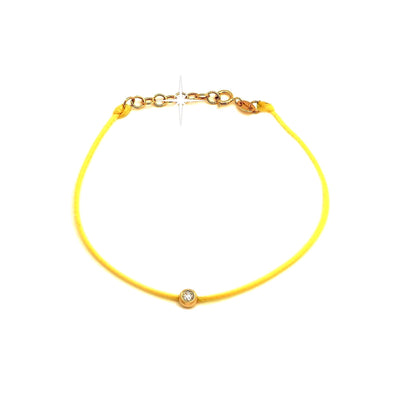 4mm Brazalete de Dama Oro 14k con Cordón Amarillo y Diamante Natural