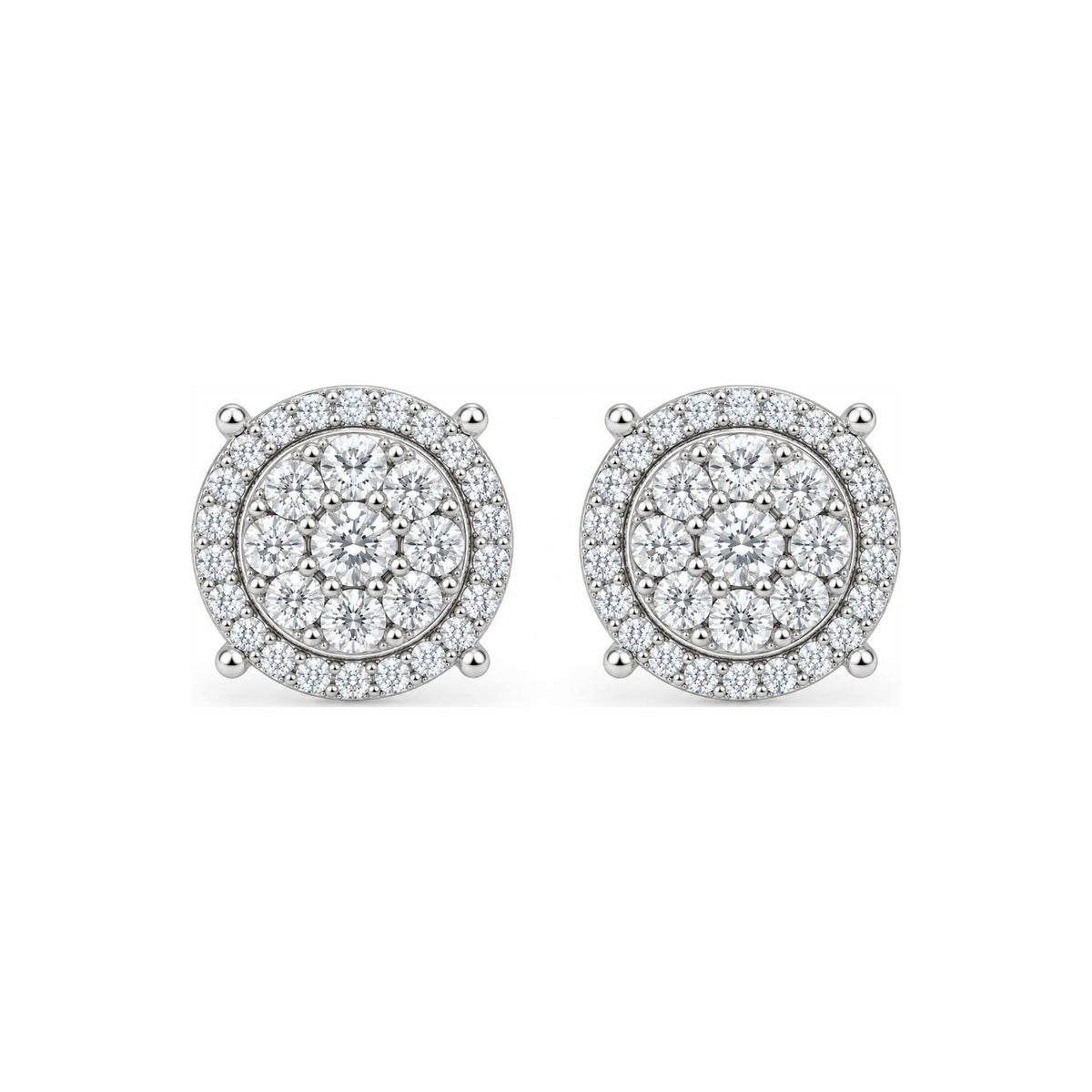 Aretes Cluster Redondo Halo Moissanite S925