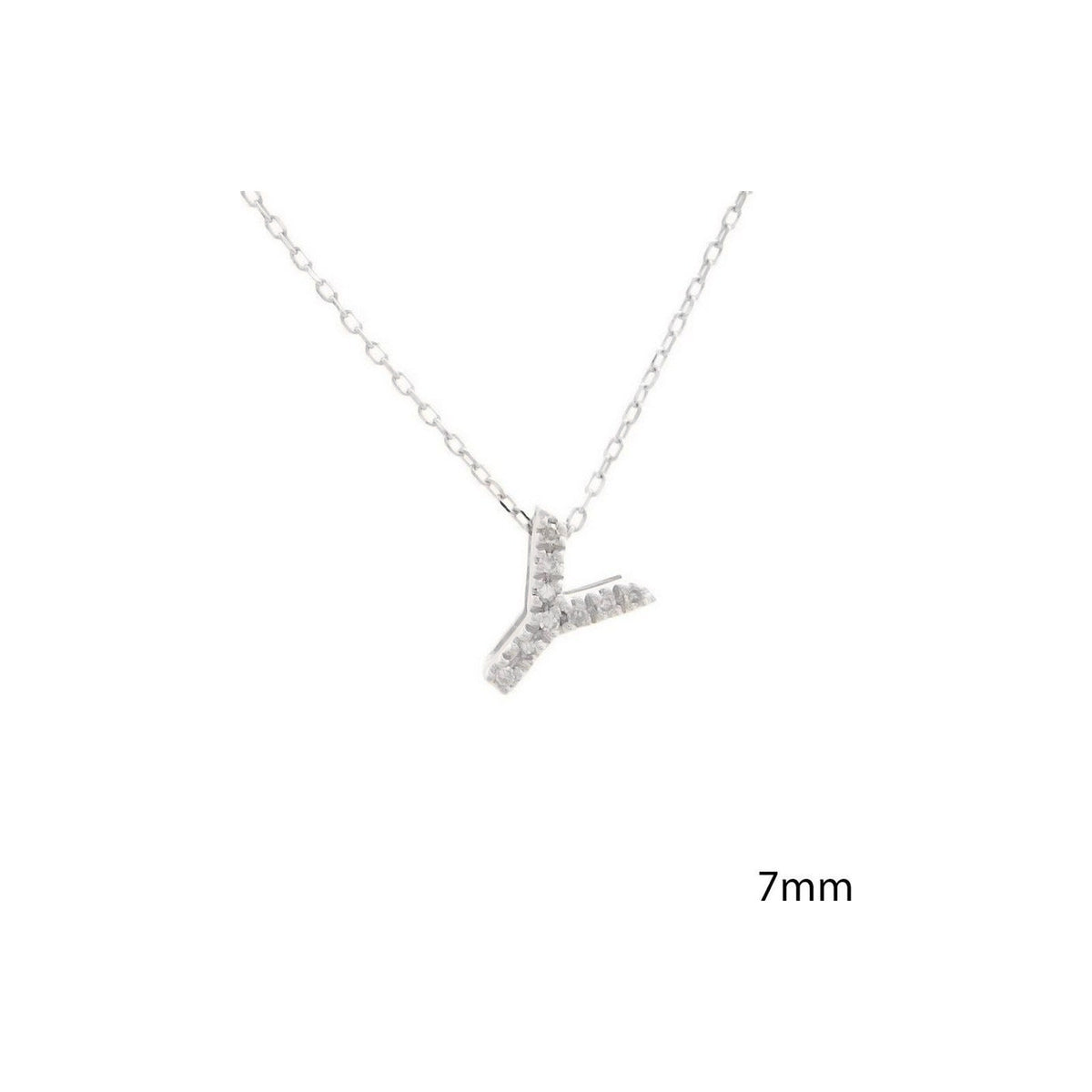 7mm Collar Oro Blanco 14k Inicial Pavé con Diamantes Naturales
