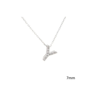 7mm Collar Oro Blanco 14k Inicial Pavé con Diamantes Naturales