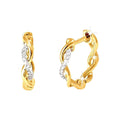 12mm Aretes de Dama Oro 14k Argolla Pavé con Diamantes Naturales