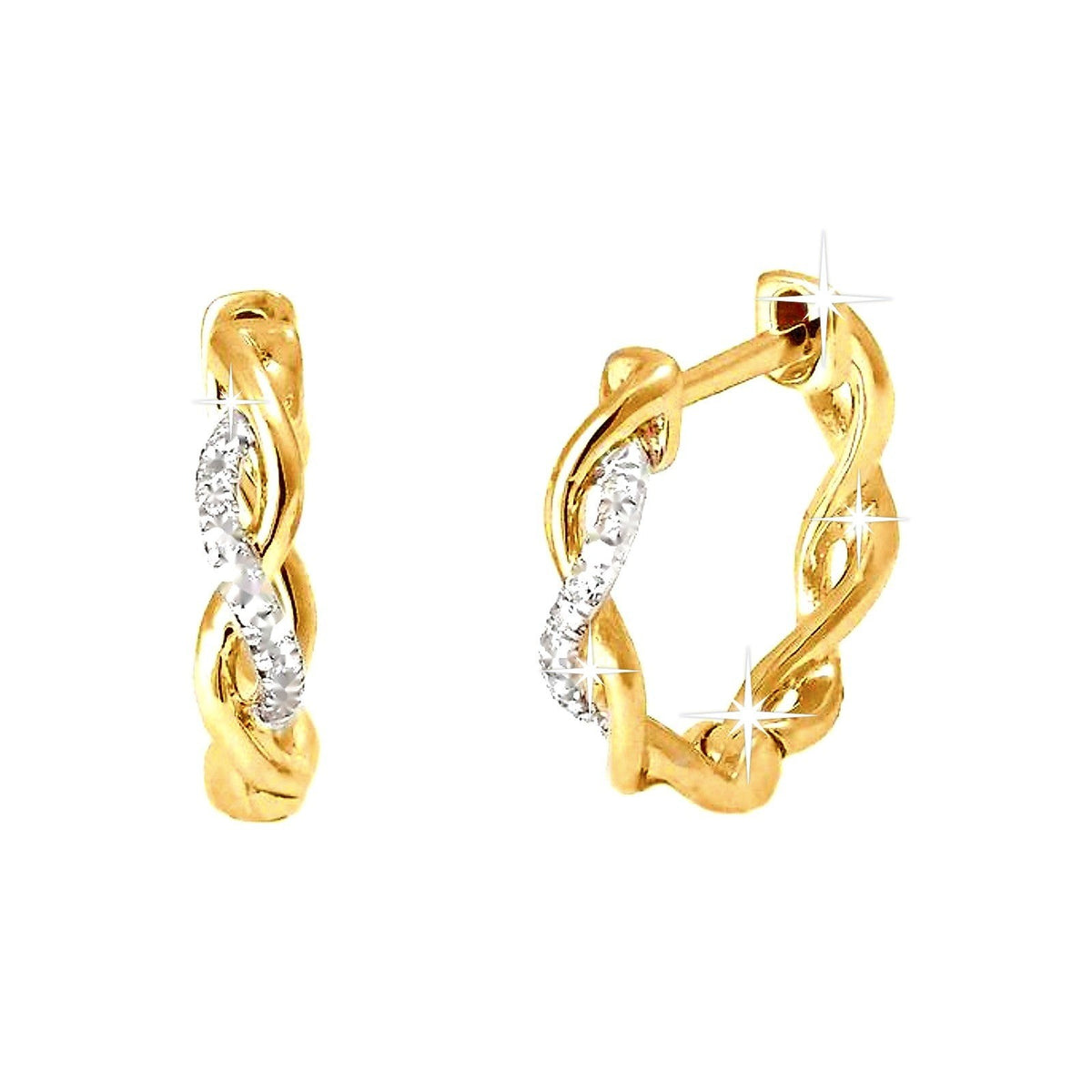 12mm Aretes de Dama Oro 14k Argolla Pavé con Diamantes Naturales