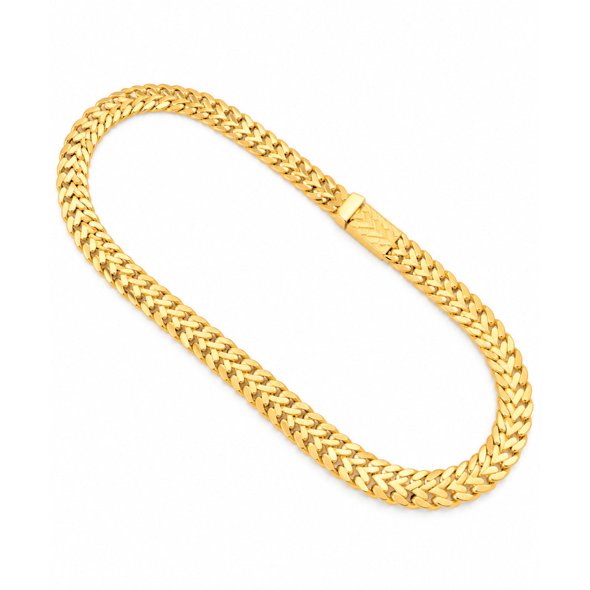 5mm Manilla Plana Tejida Oro 10k