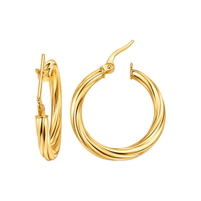 3mm x 30mm Aretes de Dama Oro 10k Argolla Torcida