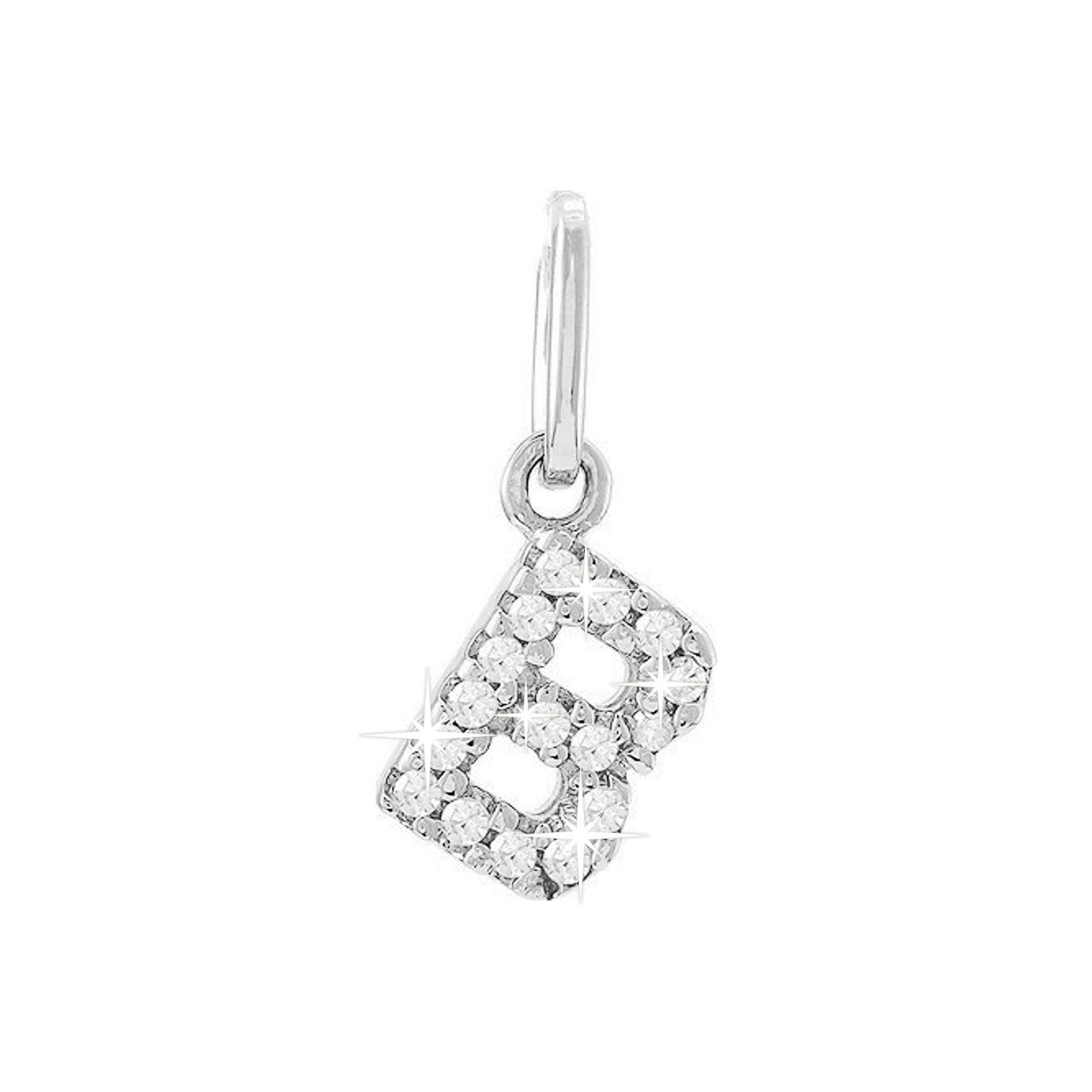 12mm Dije Oro Blanco 14k Inicial Pavé con Diamantes Naturales
