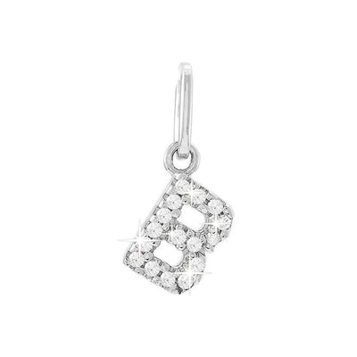 12mm Dije Oro Blanco 14k Inicial Pavé con Diamantes Naturales