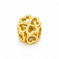 Charm Oro 10k Trébol de Corazones Calado Compatible con Pulseras Europeas