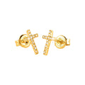 Aretes de Dama Oro 14k Cruz Redondos con Diamantes Naturales