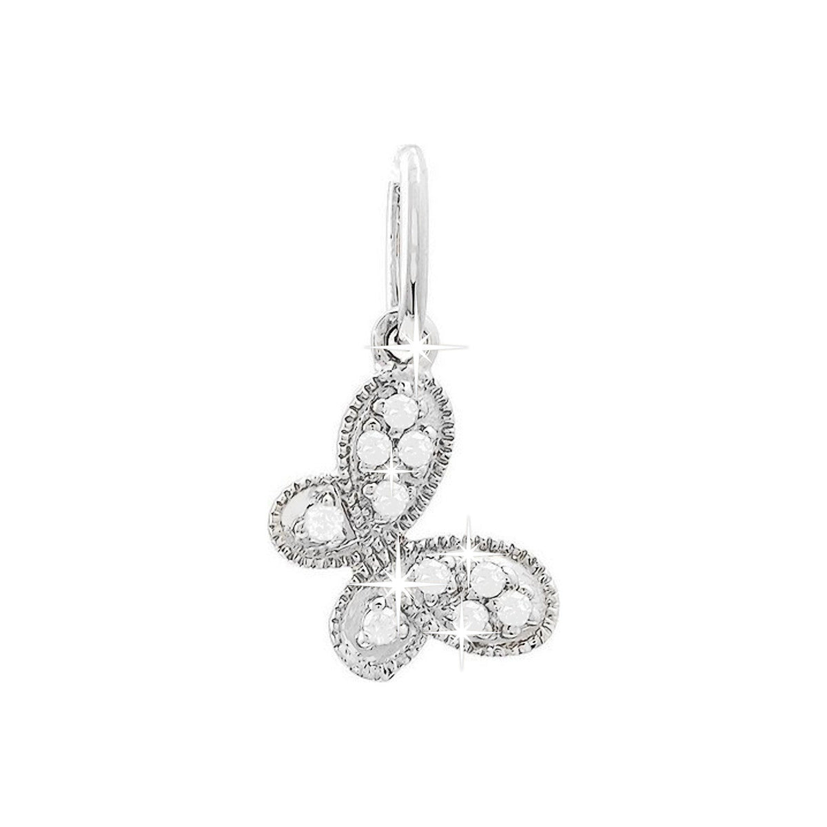 9x10mm Dije Oro Blanco 14k Mariposa Pavé con Diamantes Naturales