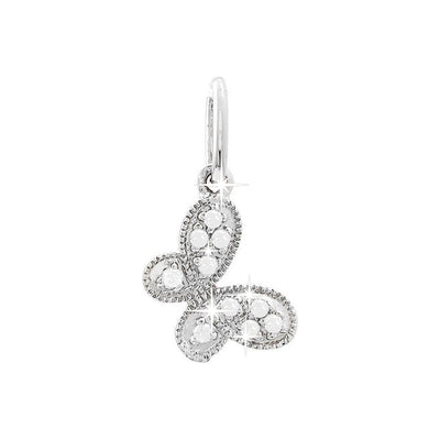 9x10mm Dije Oro Blanco 14k Mariposa Pavé con Diamantes Naturales
