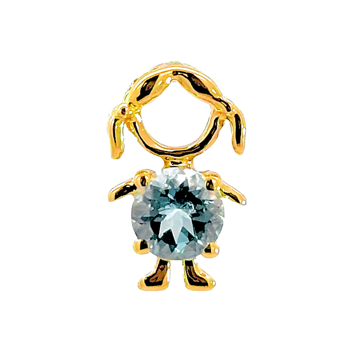 6x11mm Dije Oro 14k Niña con Aguamarina