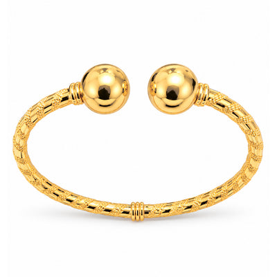 Brazalete de Dama Oro 10k Abierto Texturizado con Bolitas