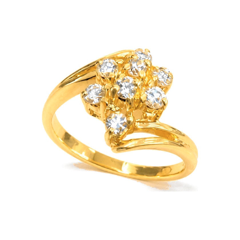 Anillo de Dama Oro 14k Cluster Marquesa Diamantes