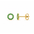 Aretes de Dama Oro 14k Círculo con Circonios Verdes