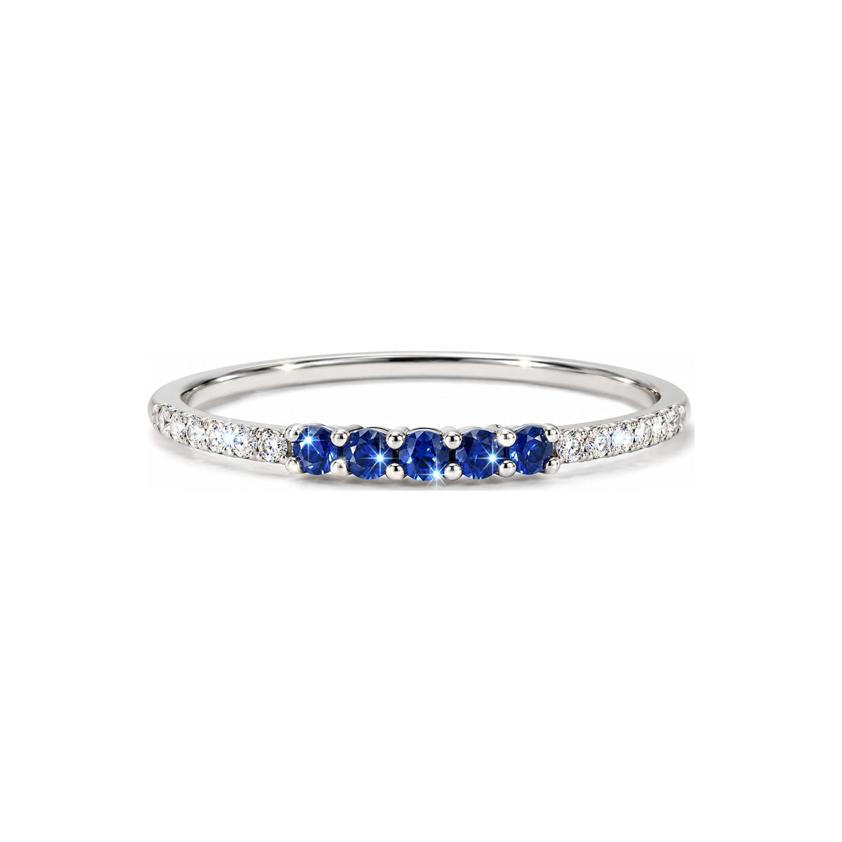 Anillo de Dama Oro Blanco 14k Zafiros con Diamantes Naturales