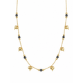 Cadena Oro 14k Corazones con Piedras Negras