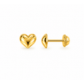 Aretes de Dama Oro 18k Corazón Abultado con Tornillo