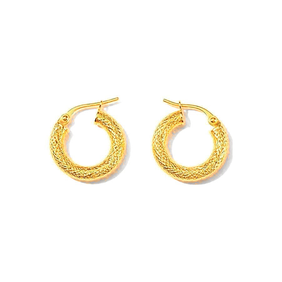 Aretes de Dama Oro 10k Argolla Trenzada Fina
