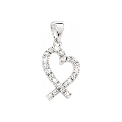 9.6x19.3mm Dije Corazón Cruzado Oro Blanco 14k con Diamantes Naturales