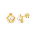 Aretes de Dama Oro 14k Concha con Perla