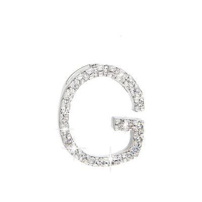 9.8x12.2mm Dije Oro Blanco 14k Inicial Pavé con Diamantes Naturales