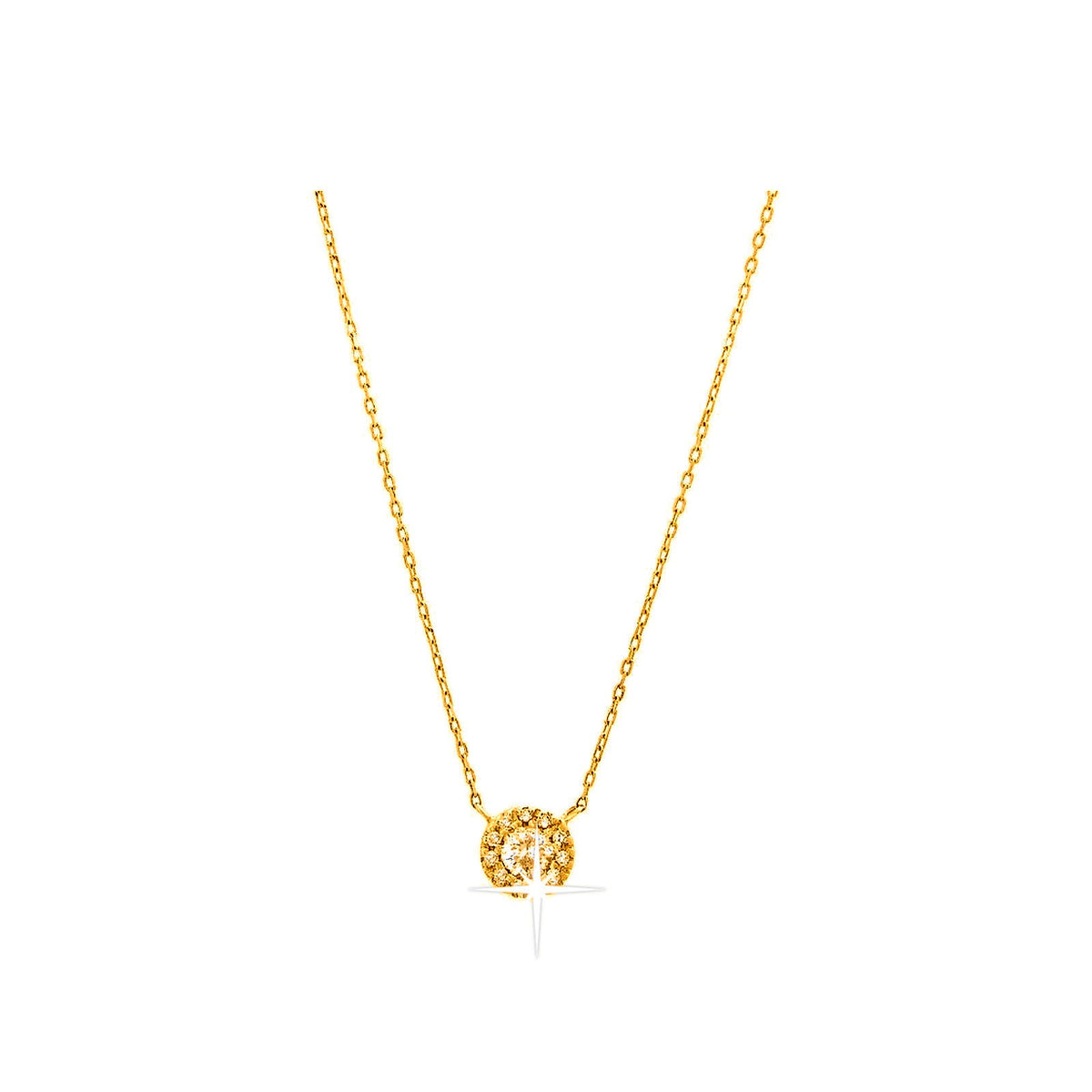 5.6mm Collar Oro 14k con Halo Redondos con Diamantes Naturales