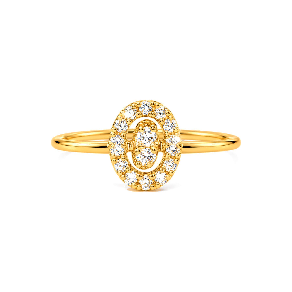 Anillo de Dama Oro 14k Ovalado Pavé Diamante Natural