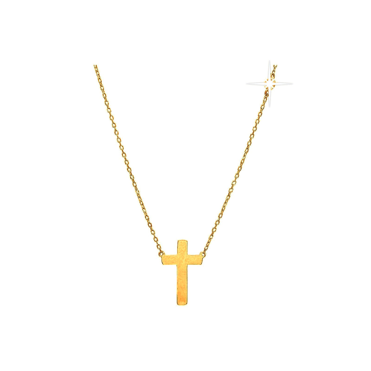 7.9x12.6mm Collar Oro 14k Cruz con Diamantes Naturales