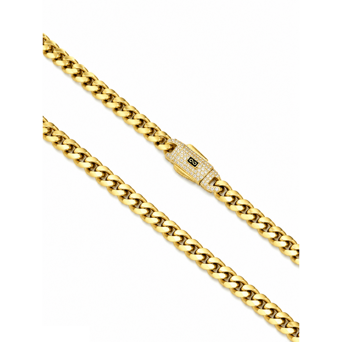Cadena Oro 10k Cubana con Broche de Circonios 5mm 16 Pulgadas