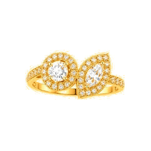 Anillo de Matrimonio para Dama Oro 10k Toi et Moi Redondo y Marquesa con Halo