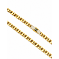 Cadena Oro 10k Cubana con Broche de Circonios 4mm 16 Pulgadas