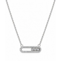 Cadena Oro Blanco 14k Óvalo con Circonios