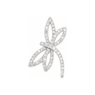 18.5x13.3mm Dije Libélula Oro Blanco 14k con Diamantes Naturales