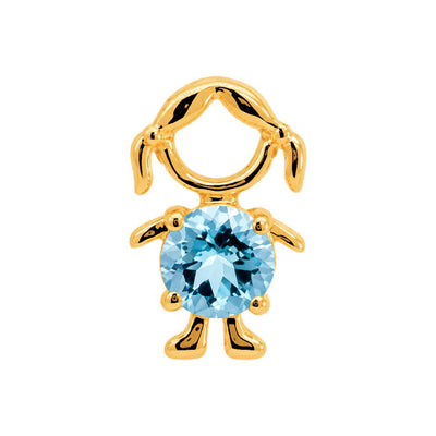 6x11mm Dije Niña Oro 14k con Agua Marina