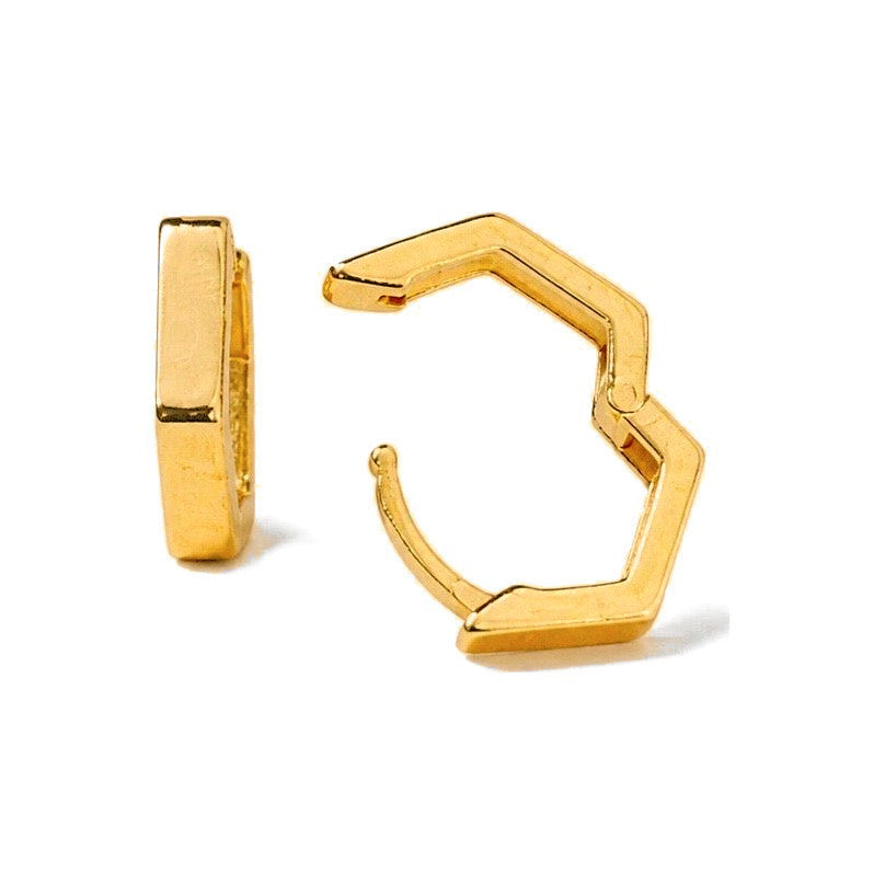 Aretes de Dama Oro 10k Aro Hexagonal