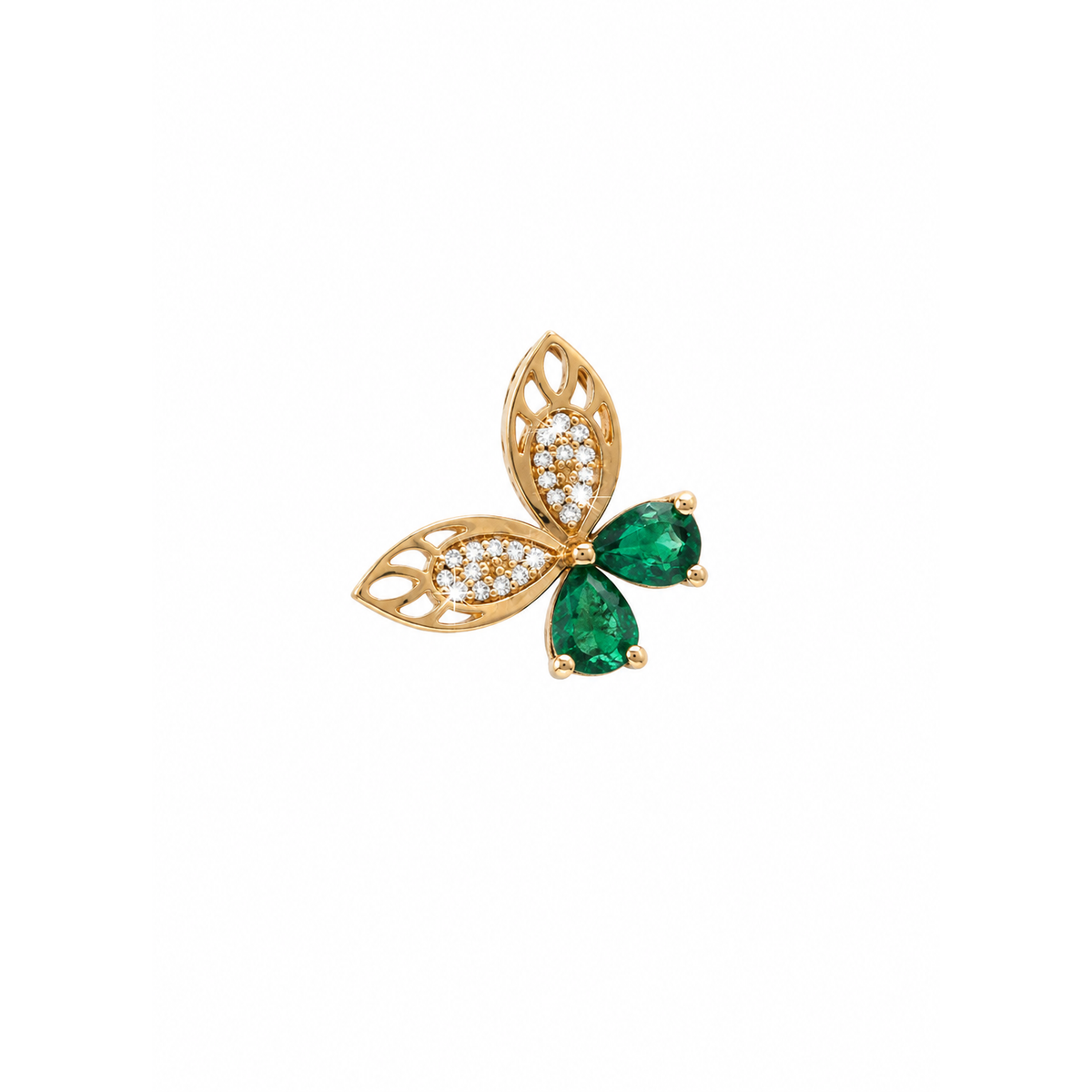 Dije Mariposa Oro 14k Esmeralda con Circonios