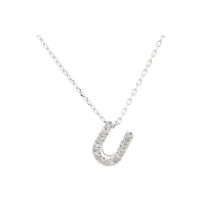 7mm Collar Oro Blanco 14k Inicial Pavé con Diamantes Naturales