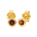 5mm Aretes de Dama Oro 14k Redondos con Granate