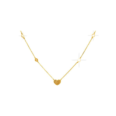 Collar Oro 14k Corazón Pavé con Diamantes Naturales