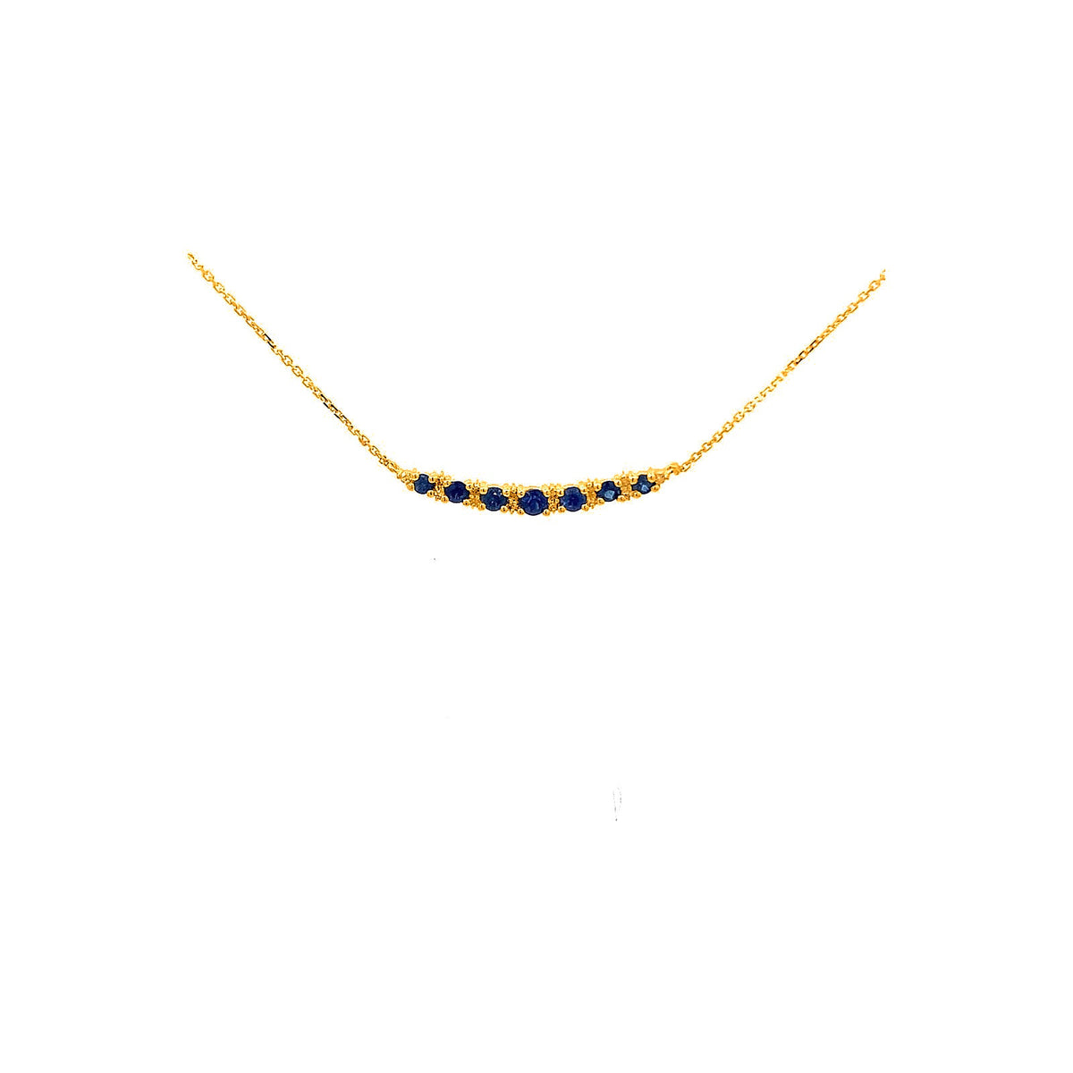 21mm Collar Oro 14k Barra con Zafiro y Diamantes Naturales