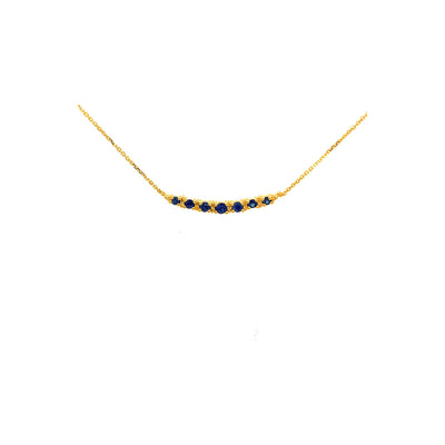 21mm Collar Oro 14k Barra con Zafiro y Diamantes Naturales