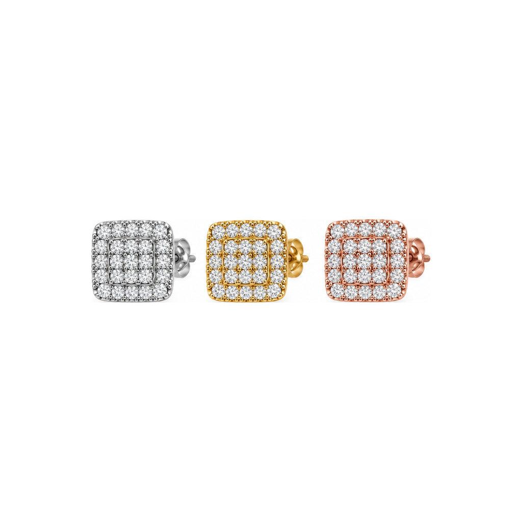 Aretes Cuadrados Pavé Moissanite S925