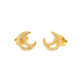 7x8mm Aretes de Dama Oro 14k Luna Pavé