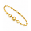 Brazalete de Dama Oro 14k Bolitas Graduadas con Cadena Fina