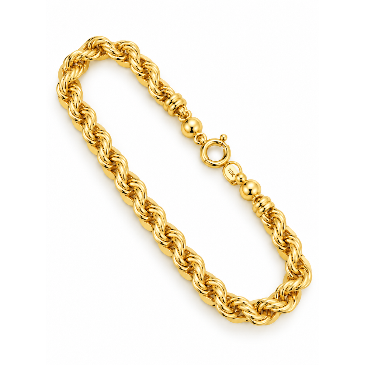Brazalete de Dama Oro 10k Soga Gruesa con Bolitas