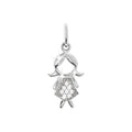 7x18mm Dije Oro Blanco 14k Niña Pavé con Diamantes Naturales